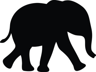 Silhouette walking elephant animal black shape vector illustration