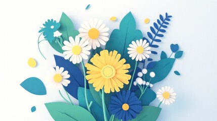 Obraz premium Colorful paper flower bouquet arrangement.