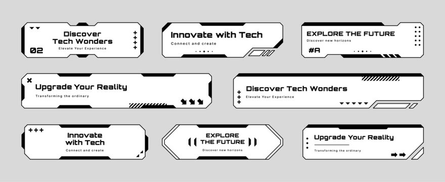 Hud text box frame vector layout for future interface design and cyber graphic element. Technology and innovation concept.