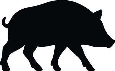 Silhouette wild boar side view black vector illustration