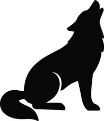 Silhouette wolf howling animal wildlife flat design vector illustration