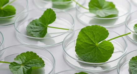 Centella Asiatica Research Natural Herb Organic Skincare Beauty Medical Asian Pennywort Green Leaves