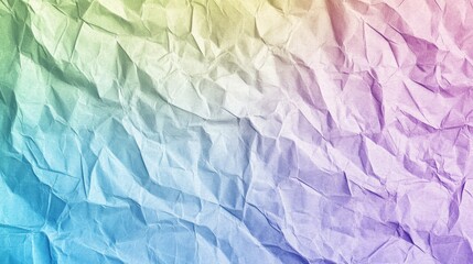 Abstract crumpled paper texture in soft pastel rainbow colors