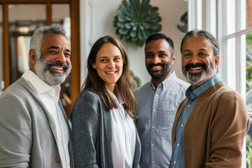 Portrait of a diverse group of business people standing together in an office