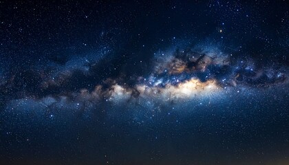 Fototapeta premium Majestic mountainscape under the milky way, a breathtaking night sky panorama mountains