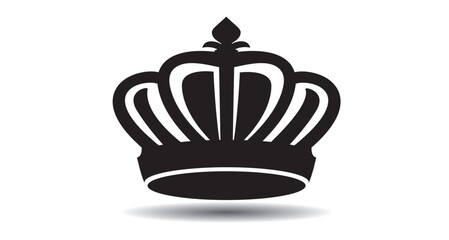 Black outline king crown icon on white background. Emblem and Royal symbols.