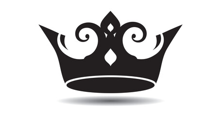 Black outline king crown icon on white background. Emblem and Royal symbols.