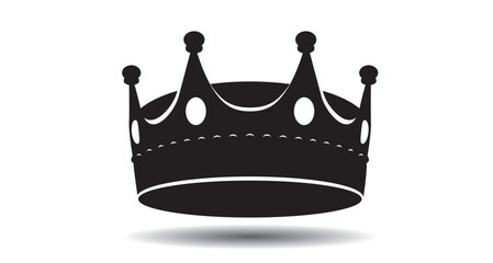 Black outline king crown icon on white background. Emblem and Royal symbols.