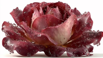 Close-up of a Red Rose with Water Droplets, Rotating to Showcase Petal Detail - Powered by Adobe