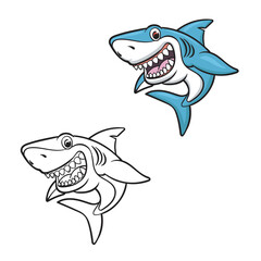 cartoon shark vector illustration. Drawing. Colour. Easy to edit. 