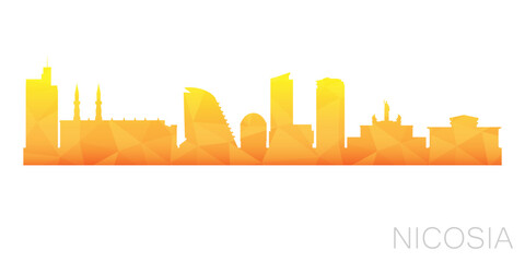 Nicosia, Cyprus Low Poly Skyline Clip Art City Design. Geometric Polygon Graphic Horizon Icon. Vector Illustration Symbol.