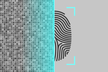 Fingerprint and binary code, scanning of biometric data