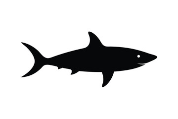 Obraz premium Powerful shark swimming swiftly through the deep sea silhouette Vector illustration