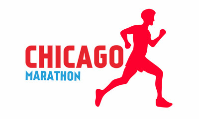 Obraz premium Chicago Marathon Background. Silhouette of a running man. Suitable for use at the Chicago Marathon or similar events.