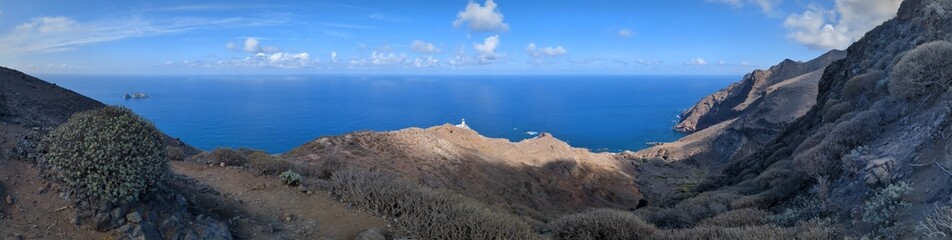 Tenerife panorama landscape,beautiful nature view mountains from hiking trips on Tenerife island, Canary Islands Spain