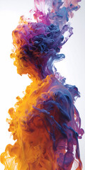 Colorful Ink Cloud Human Silhouettes , Abstract Smoke Art Portraits