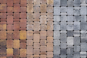 Colorful concrete paving slabs on the streets of the city