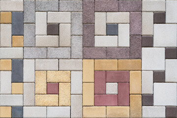 Colorful concrete paving slabs on the streets of the city