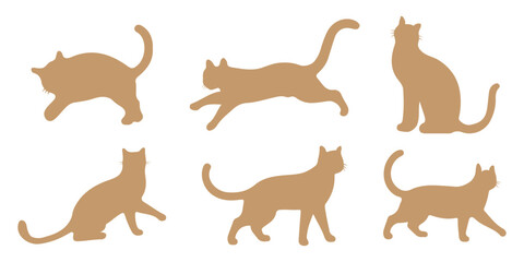 Cat silhouettes set, large pack of vector silhouette design, isolated white background