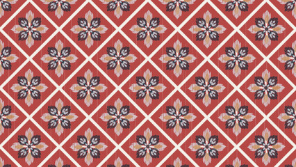 Seamless red floral ethnic ikat texture  design. textile fashion pattern line ikat seamless pattern and batik fabric texture asian background wallpaper geometry indian. Ethnic abstract ikat art .