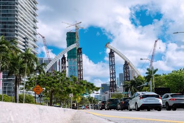 Obraz premium road construction site near Miami Signature bridge