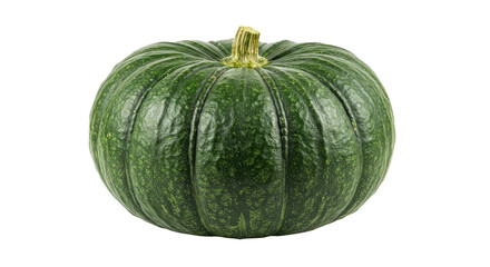 Round green kabocha squash with textured skin and ribbed segments.
