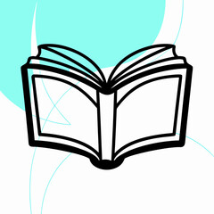 Open Book Illustration, Line Art Book Design, Reading Icon