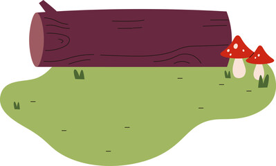 Forest Log and Mushrooms Scene