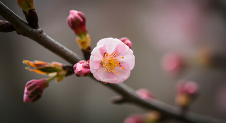 Close-up of a Delicate Pink Blossom in Full Bloom