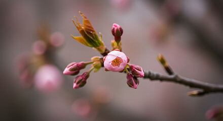 Delicate Pink Cherry Blossom Buds A Springtime Awakening