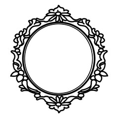 Ornate Round Floral Frame – Vector Clipart with Clipping Path