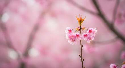 Fototapeta premium Delicate Pink Cherry Blossoms in Full Bloom A Stunning Springtime Scene