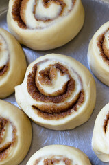 Rollos de canela caseros y listos para hornear.