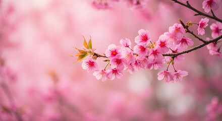 Obraz premium Delicate Pink Cherry Blossoms in Full Bloom A Springtime Delight