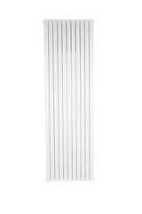 aluminum white vertical radiator on a white background