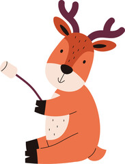 Cute Deer Roasting Marshmallow
