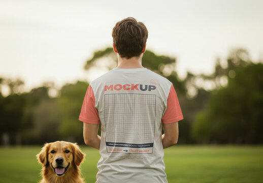 Boy and Pet Tshirt Back Mockup