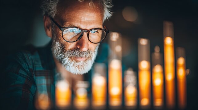 Analyzing Financial Data: Mature Man with Market Chart