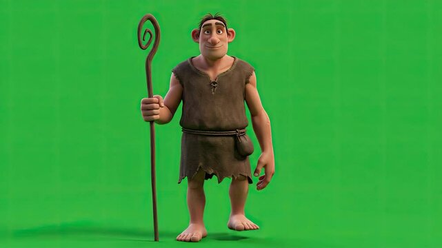 Cartoonish giant or ogre character holding a club on a green screen.