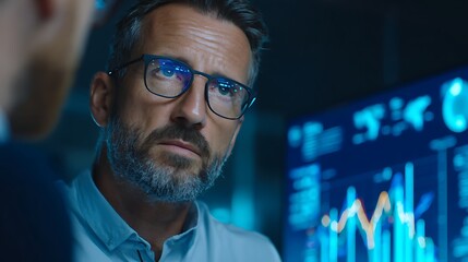 Data Analysis Discussion: Man Analyzing Financial Charts