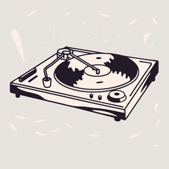 Vintage Turntable Record Player Illustration