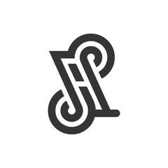 the logo monogram of the letters J, A and P. Outline, unique and elegant.