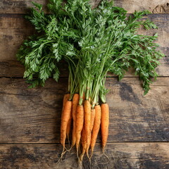 carrot bunch with green tops, natural product image