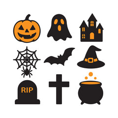 halloween icons set