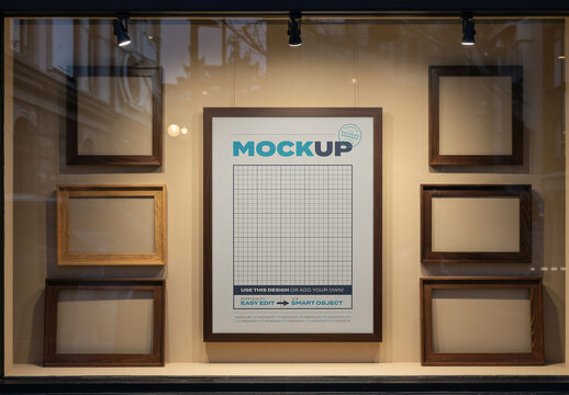 Frame Poster Mockup on Shop Window