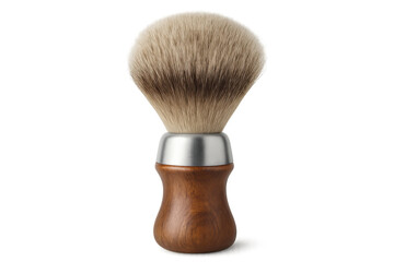 Shaving brush with wooden handle and soft bristles, isolated on transparent background, perfect for grooming and personal care products