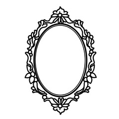 Ornate Oval Floral Frame – Vintage Vector Clipart with Clipping Path