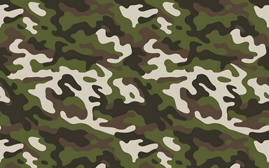Fototapeta premium Seamless camouflage pattern green brown beige