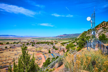 Telecommunications Tower and Sagebrush Valley in Kanarra Utah Panoramic View