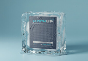 Page Poster Mockup Inside Cold Ice Cube